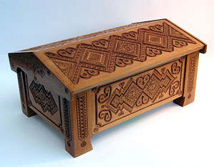 Hutsul case: pear wood, joinery, carving.